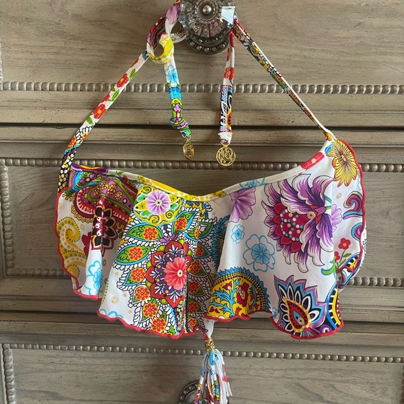 Luli Fama floral swim top with tassel - Women’s Small - Picture 2 of 7